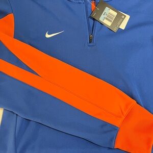 NWT Nike Dri-FIT Blue and Orange Pullover 1/4 zip M soccee football